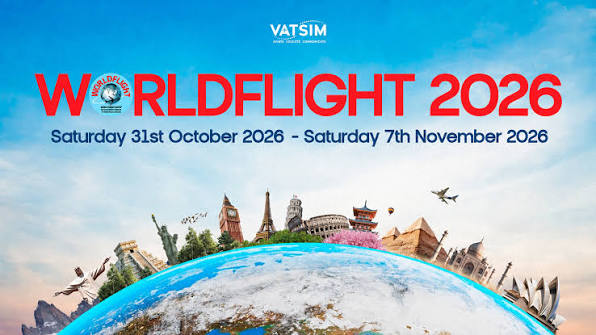 VATSIM Worldflight 2026 event banner. Worldwide event dates: October 31–November 7, 2026.